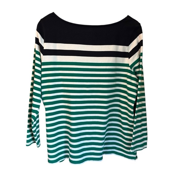 Talbots Striped Bateau Neck 100% Cotton Jersey Knit Tee 1X - Picture 3 of 6